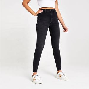 Custom Embroidered logo Women Black Wash <strong>Denim</strong> High Rise Skinny Jeans Cotton Hot <strong>Pants</strong> - Product Image 1