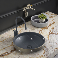 Nouveau design de forme ronde, lavabo de luxe pour comptoir, salle de bain, facile à nettoyer au-dessus du comptoir, évier d'art, bol pour la maison
