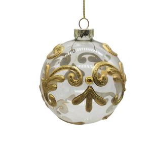 2022 unico speciale decorazione natalizia sfera in vetro trasparente sfera in vetro trasparente con motivo dorato per <span class=keywords><strong>natale</strong></span> - Product Image 1