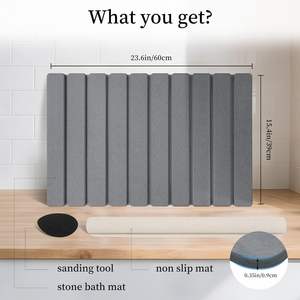 Tapis de bain en pierre pliable gris foncé séchage de la vaisselle en forme de diatomite tapis de séchage de la vaisselle pliable pour la maison - Product Image 4