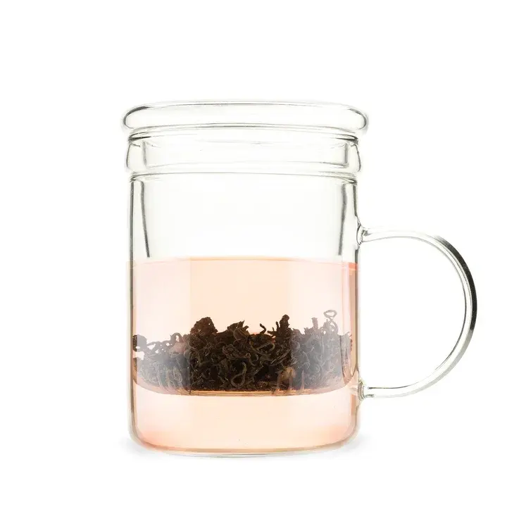 Beva soffiata a mano vetreria trasparente vetro borosilicato caffè tè infusore tazza con manico e coperchio