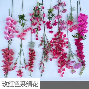 Toptan gül kırmızı düğün dekorasyon çiçek malzemeleri düğün salonu manzara dekorasyon ipek kumaş çiçekler