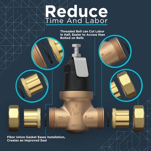 <span class=keywords><strong>Wilkins</strong></span> 1-NR3XLDU 1 "NR3XL Réducteur de pression d'eau avec double union FNPT 25-75 PSI Sans plomb - Product Image 6