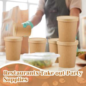 Envases de Cartón Desechables para Alimentos, Recipientes de Papel para Postres, Ensaladas y Bebidas, Aptos para Calentar, con Tapa Impresa - Product Image 6