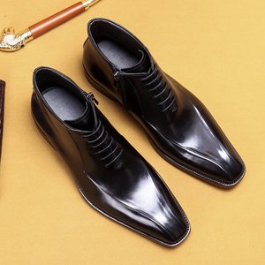 Bottes Chelsea pour hommes en cuir véritable de haute qualité, fabriquées à la main, avec lettres gravées, style britannique, pour affaires et occasions formelles - Product Image 2