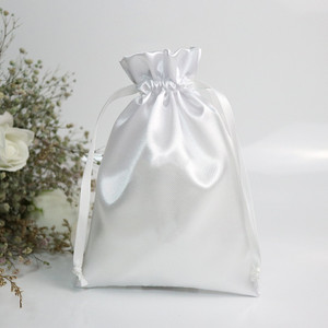 Bolsas de satén blanco para joyería, pañuelos, regalos, almacenamiento de pelucas y ropa, con cordón de seda - Product Image 3