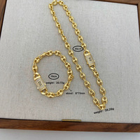 Bracelets et Colliers Vintage Euro-Américains pour Hommes et Femmes avec Maillons Grains de Café et Nez de Cochon, Fermoir en Zircon Cubique 18K