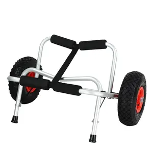 Klappbares leichtes gewicht eloxiertes aluminium-kajakkanöwe handkajakwagen trolley kajakträger-doll mit pneumatikrad