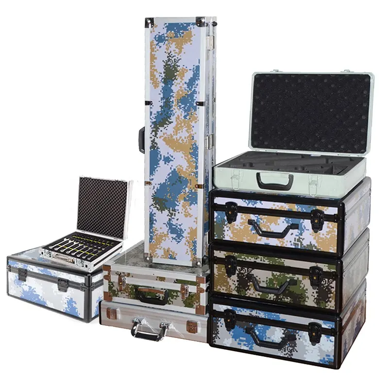 Kunden spezifische Camouflage abschließbare Wohnheim Aufbewahrung koffer Aluminium Werkzeug Flight case Box mit Zahlens chloss