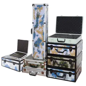 Customized Camouflage Lockable Dorm Storage Trunk Aluminum Tool Flight Case Box With Combination Lock