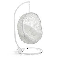 Fauteuil suspendu en rotin avec coussin de siège - Structure en acier allié pliable - Utilisation en extérieur et en intérieur