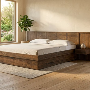 Cama de Plataforma Graz Teak Soft, Tamaño Queen/King, Cabecera con Panel Elegante, Diseño Moderno, Ecológica y Duradera para un Dormitorio Refinado - Product Image 2