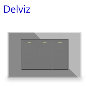 Delviz 120mm * 72mm Tinh thể thủy tinh chúng tôi BR bảng chuyển đổi, AC 110V ~ 250V 16A điều khiển điện, 3 gang <span class=keywords><strong>2</strong></span> cách đẩy nút Tường Đèn chuyển đổi - Product Image 4