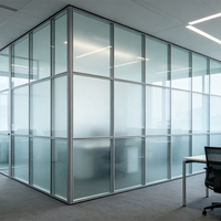 Cloison de séparation en verre style français avec cadre en aluminium pour bureau, cloison amovible modulaire acoustique pour intérieur
