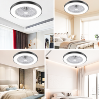 Ventilateur de plafond minimaliste de 20 pouces avec pales intégrées, LED 3 couleurs et moteur silencieux à 6 vitesses, télécommande pour petit salon