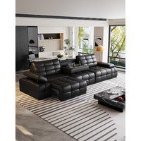 Echtes Leder Ecksofa-Bett Möbelset Modernes Design Massage Verstellbare Funktionen Baumwollfüllung Wohnzimmer