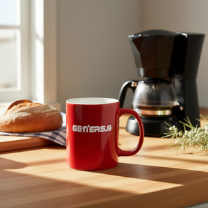 Taza de Cerámica con Diseño de Logotipo, Estilo Minimalista, Apta para Microondas y Lavavajillas, Ideal para Uso en la Oficina, Perfecta para Regalos, Roja - Product Image 2