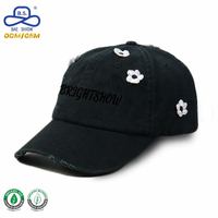 Gorras de Béisbol de Algodón Premium con Etiqueta de Logotipo Personalizada, Estilo Diseñador con Flores Desgastadas, MOQ Bajo, para Uso Unisex en Viajes