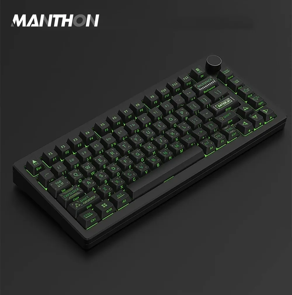 Kit de teclado mecánico personalizado AL75, caja de aluminio Cnc, tecla completa sin impulso con cable, teclado de estructura de junta Rgb de modo único