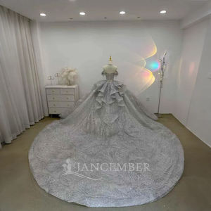 Luxury <b>Sparkling</b> Rhinestone Sequin Wedding Dress Puffy Bridal Dress Cathedral Long Trail Wedding Dress Lsjj21 - Product Image 4