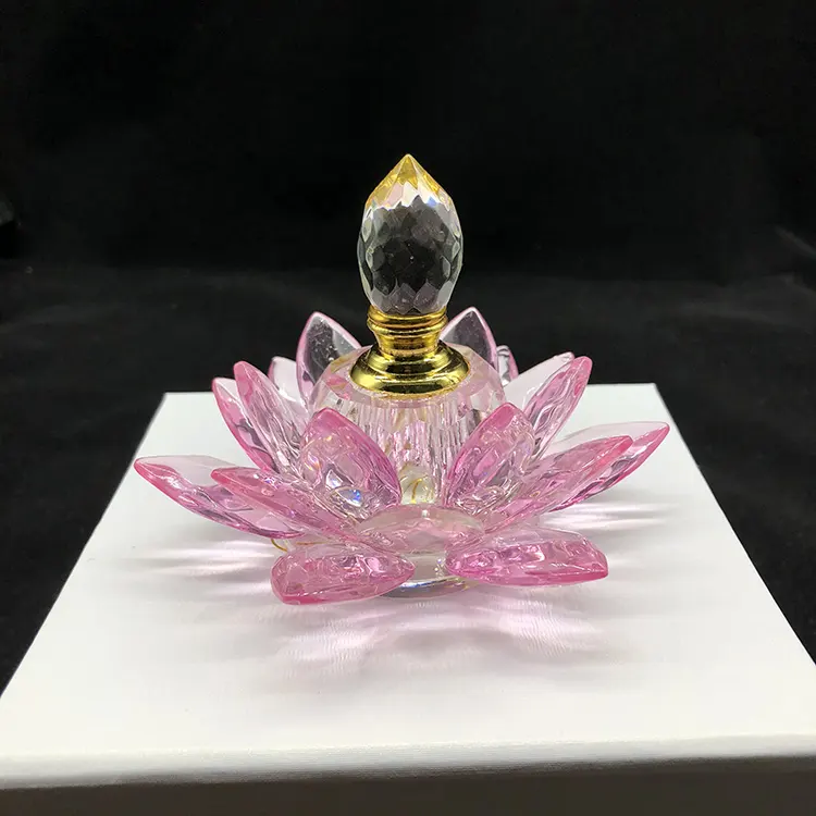 MH-X0580 गुलाबी रंग के कांच फूल इत्र की शीशी ग्लास कमल खुशबू खुशबू बोतल
