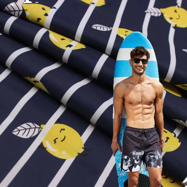 New Trend Heat Transfer Digital Printed Fabric Made From RPET Plain Peach Skin UPF 50+ for Beach Shorts
