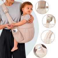 Porte-bébé Ergonomique avec Poche de Rangement Latérale, Conception Courbée Ergonomique, Zone de Hanche Rembourrée Épaissie pour Sac à Bébé