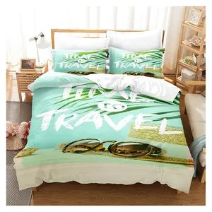 Sabanas Bedsheet Quilt Duvet Cover Bedding Set Wholesale Best Sales 3D Printed Beach Polyester Bed Sheet 100% Polyester Fibre