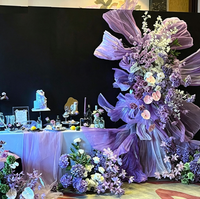 Dekorasi Latar Belakang & Jendela Pernikahan Modern Mewah Berbahan Organza Lipit Motif Bunga, Grosir Dekorasi Latar Belakang Fotografi
