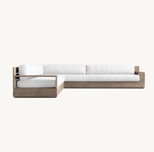 Sassanid Outdoor Diseño más popular Patio Jardín Hotel <span class=keywords><strong>de</strong></span> <span class=keywords><strong>lujo</strong></span> Muebles <span class=keywords><strong>de</strong></span> exterior <span class=keywords><strong>Marbella</strong></span> Weathered Teak L-Set seccional - Product Image 1