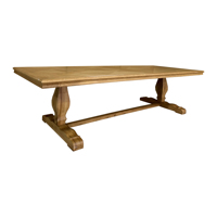 T159-300P Français Classique Provincial Antique Rustique Parquet En Bois De Chêne Massif Rectangulaire Salle À Manger Long Piédestal Ensemble pour Mariage