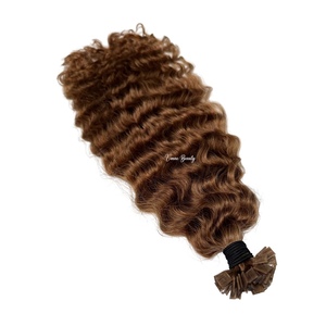 Extensioni di Capelli Umani Vergini Ondulati con Cheratina Invisibile BC Curl KTIP Marrone Scuro 100g, Aspetto Naturale Morbido, Cuticole Allineate - Product Image 2
