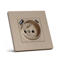 Enchufe de Pared Francés 2P+T de 16A 250V, Material Plástico de PC Ignífugo, Estándar Europeo, con Puertos USB Tipo A y Tipo C, Gran Venta