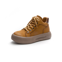 Chaussures à plateforme en cuir pleine fleur pour femmes, automne-hiver, à lacets, décontractées, personnalisation disponible
