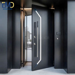 Porte d'entrée moderne en aluminium avec design sans cadre pour villas - Product Image 5