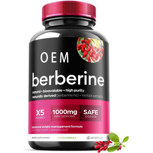 OEM özel etiket doğal takviyesi 1000mg Berberine <span class=keywords><strong>Hcl</strong></span> kapsüller acı kavun Berberine <span class=keywords><strong>Hcl</strong></span> + bitkisel özler - Product Image 1