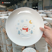 Assiettes plates en céramique à motif flocon de neige personnalisées pour Noël, vaisselle en porcelaine pour les fêtes