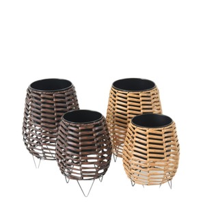 Support de pot de fleurs en rotin Nordic Blooms, tressé, pour intérieur, avec base en fer, pour la décoration de la maison - Product Image 5