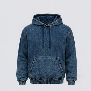 Sweat-shirt à capuche en denim pour homme de qualité supérieure avec poche kangourou - Product Image 1