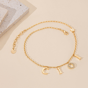 Collana con Ciondolo a Stella e Lettera Iniziale Personalizzata in Acciaio Inossidabile Placcato <span class=keywords><strong>Oro</strong></span> 18K di Fanhua Jewelry <span class=keywords><strong>D</strong></span> - Product Image 4