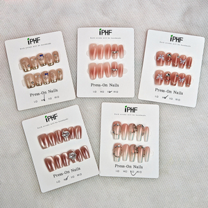 <span class=keywords><strong>Uñas</strong></span> Postizas 3D Rosadas con Diseño Geométrico, Punta Francesa, Larga, Cobertura Completa, Reutilizables, <span class=keywords><strong>Kit</strong></span> de 10 <span class=keywords><strong>Uñas</strong></span> Acrílicas <span class=keywords><strong>para</strong></span> Mujer - Product Image 3