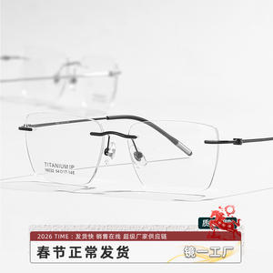 Montura de gafas cuadradas sin montura de titanio Ip 16032 unisex, ligeras, de Danyang Optical, para hombre y mujer - Product Image 1