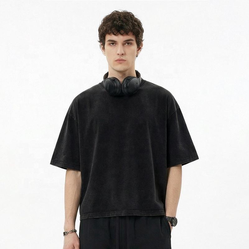 Nuevo estilo americano, Color lavado, teñido, Vintage, holgado, de manga corta, camiseta, camisetas casuales con estilo Retro para hombres