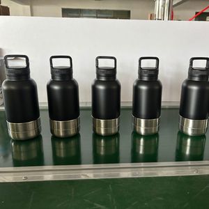 Botella de agua deportiva portátil de acero inoxidable con aislamiento al vacío, doble compartimento, impermeable, con asa para exteriores, diseño sólido, para perros - Product Image 1