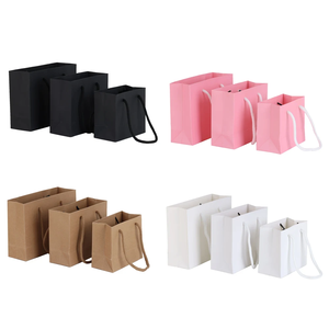 Kraft Paper Gift <b>Bags</b> Rope Handle Paper Shopping <b>Bags</b> <b>Black</b> White Pink Favor Packaging for Party Craft - Product Image 2