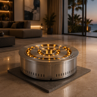 Cheminée ronde contemporaine à vapeur d'eau, flamme 3D, cheminée décorative électrique sécurisée