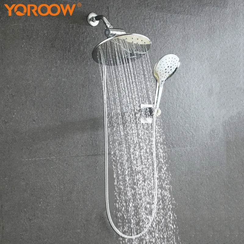 High Pressure Rainfall Shower Head 3 Settings Hand Shower Combo 3 Functions Handheld Showerhead Combo with 10 Inch Extension Arm