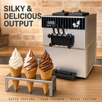 Machine à glaces molles industrielle haute performance en acier inoxydable 220v, machine à glaces molles commerciale