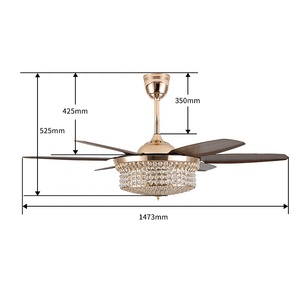 Châu Âu 58inch thông minh đèn chùm LED Trần người hâm mộ với ánh sáng pha lê trong QUẢNG CHÂU - Product Image 2