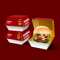 Boîte à hamburger en papier kraft personnalisée, colorée et écologique, nouveau design d'emballage pour hamburgers